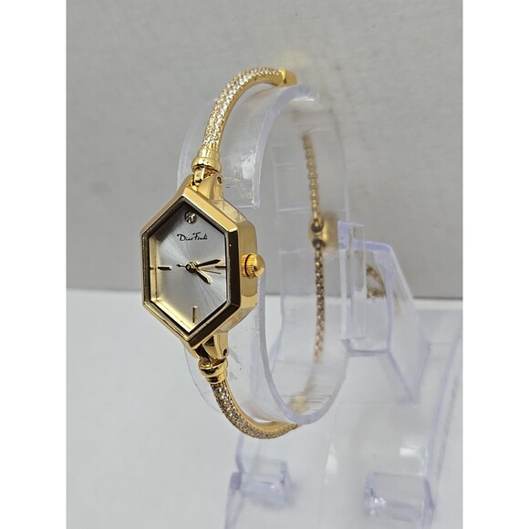 Diao Feudi Womens Hexagonal Bracelet Watch Gold Tone Crystals Dainty New Battery - Picture 2 of 11